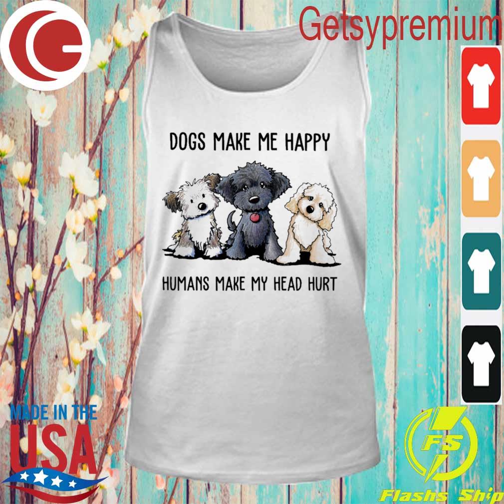 Dogs Make Me Happy Humans Make My Head Hurt Tshirt-Dog Lover T-Shirt Womens Long Raglan Sleeve Baseball Shirts